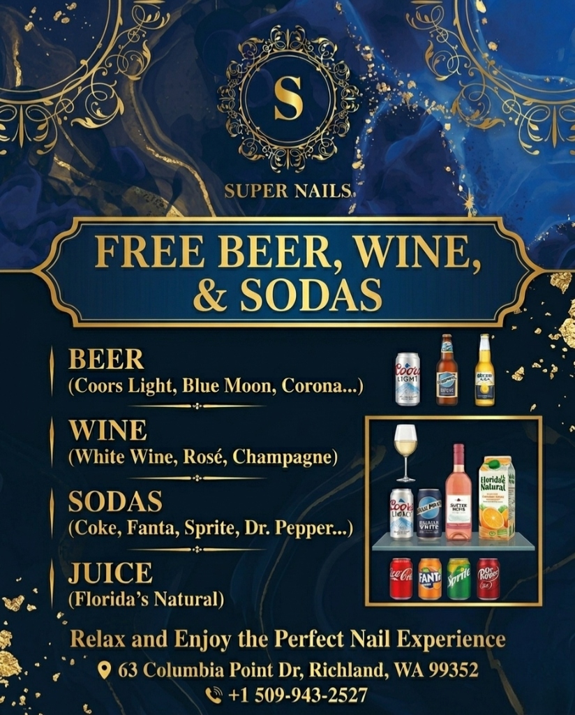 Complimentary Beer, Wine & Sodas at Super Nails